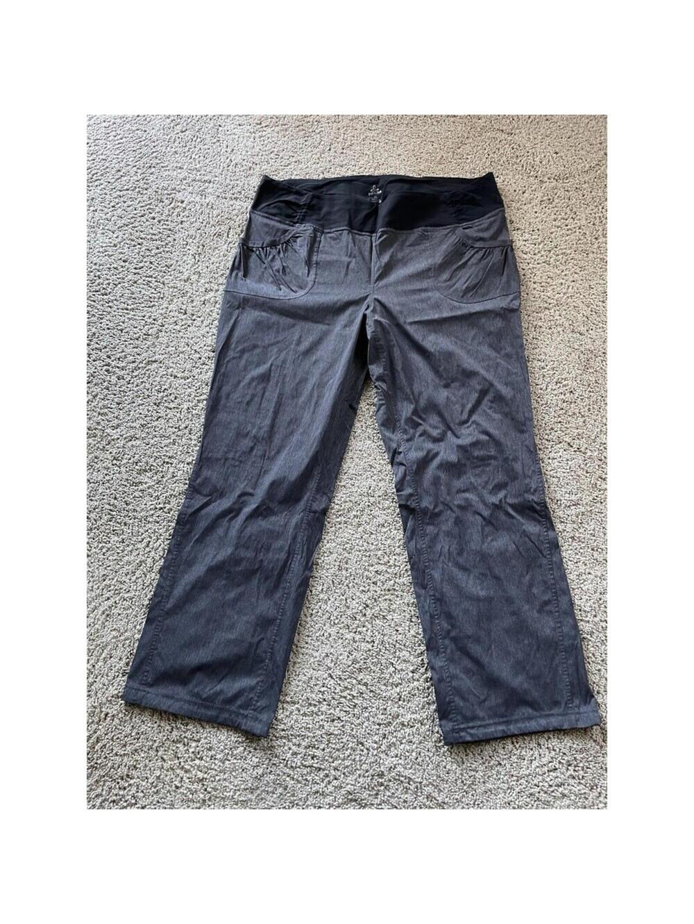 women's prAna Summit Pants stretch woven blend rushed front pockets XXLarge Grey